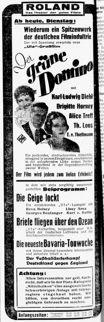 Die Geige lockt. Ein entzückendes "Ufa"-Lustspiel mit Reva Holsey, Lissy Arna, Georges Boulanger, Kurt v. Ruffin.